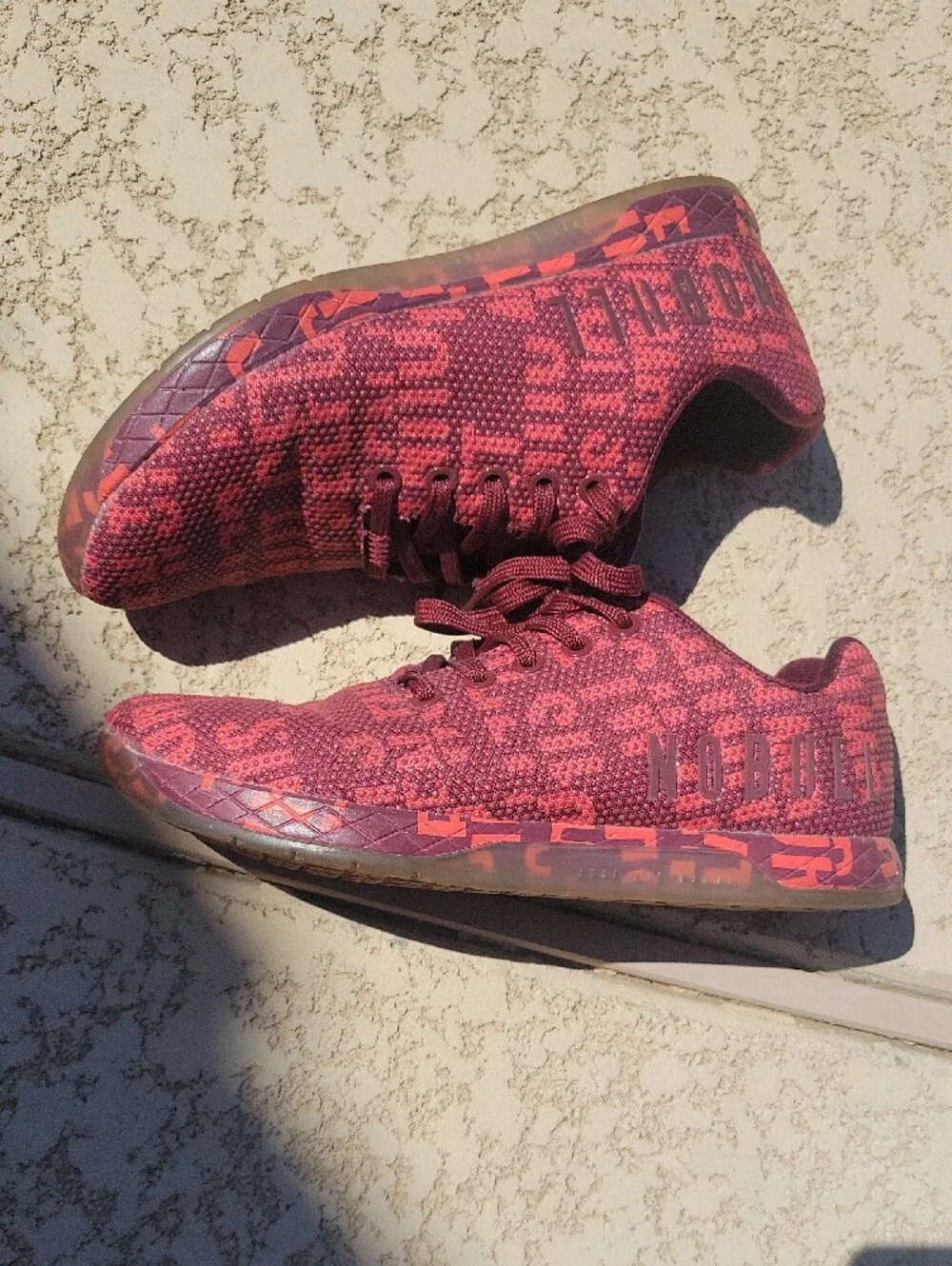NOBULL Burgundy and Coral Knit Sneakers